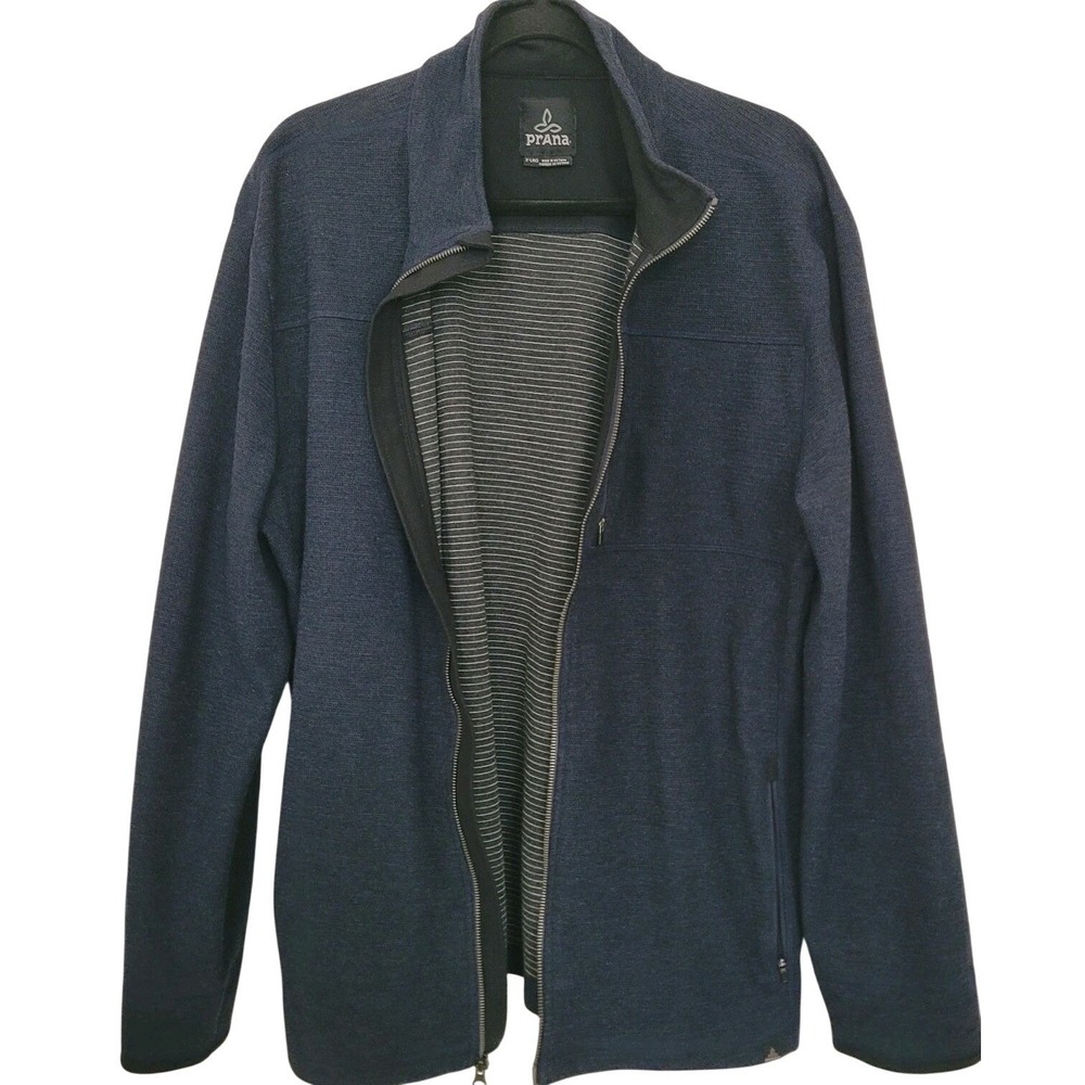 prAna Men's Navy Blue Jacket XL Full Zip Zip Pockets ***BROKEN ZIPPER***‎